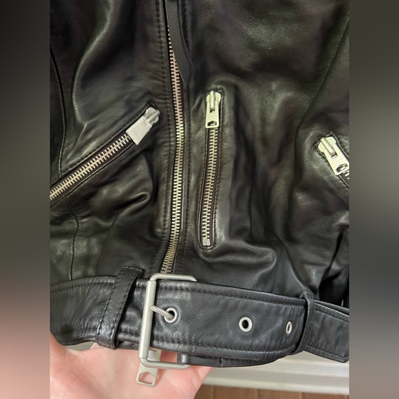 New AllSaints Kahawa Leather Biker Jacket Men’s Size Small - Picture 7 of 9